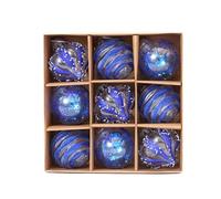 9Pcs Christmas Ball Ornaments Set, Clear Glitter Hanging Decorations, Shatterproof Baubles for Christmas Home Decoration (Blue, One Size)