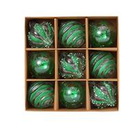 9Pcs Christmas Ball Ornaments Set, Clear Glitter Hanging Decorations, Shatterproof Baubles for Christmas Home Decoration (Green, One Size)