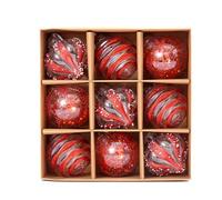 9Pcs Christmas Ball Ornaments Set, Clear Glitter Hanging Decorations, Shatterproof Baubles for Christmas Home Decoration (Red, One Size)