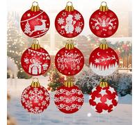 9pcs Christmas Ball Yard Signs, 12.6x10.24in Red White Merry Christmas Yard Sign with Stake Snowflake Snowman Decorations for Holiday Winter Garden Outdoor