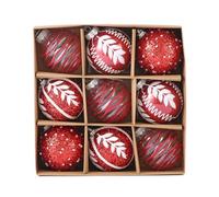 9PCS Christmas Balls, 8cm Glitter Christmas Tree Decorations, Shatterproof Hanging Ornaments for Xmas Tree, Holiday Party Home Decor，Red
