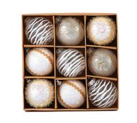 9PCS Christmas Balls, 8cm Glitter Christmas Tree Decorations, Shatterproof Hanging Ornaments for Xmas Tree, Holiday Party Home Decor，White