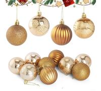 9PCS Christmas Baubles Set Including Red Ornaments with Glittery Pinecone and Solid Glitter Patterns, Lightweight Plastic for Durable Holiday Decoration (Bronze)