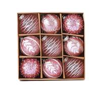 9PCS Christmas Baubles,Shatterproof Winter Plastic Baubles,Hanging Balls Ornaments for Xmas Holiday Party Home (Pink)