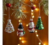 9PCS Christmas Decoration Ornament, Glass Novelty Balls Old Man Snowman Snowflake Creative Christmas Tree Hanging Decor For Home