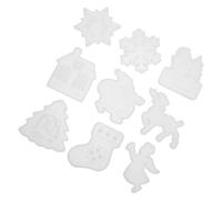 9pcs Christmas Key Chain Pendant Mold, Reusable Silicone | Smooth White Finish, Wear Resistant Crafting Tool, for Ornaments, Home Workshop, Glitter and Dried Flowers