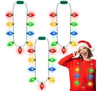 9PCS Christmas Light Necklace Light up, 3 Modes Christmas Necklace Party Favors, Wearable Christmas Lights with 4 Colorful Bulbs, Xmas Lights Necklace for Ugly Sweater Party Supplies Party Favors