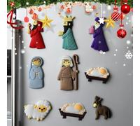 9pcs Christmas Nativity Scene Magnets, Magnetic Religious Nativity Fridge Magnet Refrigerator Sticker, Christmas Car Refrigerator NativityScene Magnets Set Home Decoration