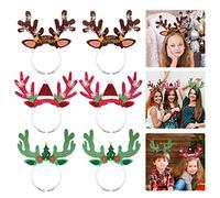 9PCS Christmas Reindeer Antlers Headband Cute Xmas Hair Hoops Christmas Reindeer Party Supplies