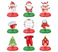 9PCS Christmas Santa Baby Honeycomb Centerpieces Xmas Baby Shower Table Centerpieces Winter Snowman Table Toppers for Babies Christmas Holiday Party Decorations