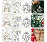 9PCs Christmas Tree Hanging Decoration, Iridescent Plastic Christmas Ornaments with Hanging Thread for Xmas Tree Decor, Beautiful Ornaments for Holiday Decoration