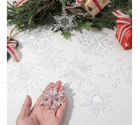 9Pcs Clear Hanging Acrylic Snowflake Ornaments, Crystal Christmas Ornaments for Christmas Tree, DIY Snowflakes Crystal Xmas Tree Pendant Winter Hanging Snow Theme Party Decoration, 9 Sizes