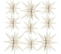 9Pcs Cream White Star Balloons, Large Explosion Star Foil Balloons, Cone Mylar Spike Balloon for Birthday Wedding Anniversary New Year Christmas Graduation Party, 3 Pcs 27Inch & 6 Pcs 22Inch