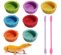 9pcs Crested Gecko Tank Accessories:Food Dish& Feeding Cups - Gecko Feeder &Corner Water Bowl for Reptile Tanks