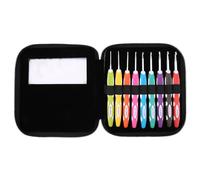 9PCS Crochet Hooks Set,Ergonomic Plastic Handle Crochet Hooks Set Extra Long Crochet Needles Aluminum Crochet Hooks Set for Arthritic Hands (PU Packaging)