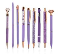 9pcs Crystal Ballpoint Pens, Diamond Pens Glitter Ballpoint Pens Office Supplies Pens Purple Diamond Pens With Crystal for Wedding Home School Supplies (Purple)