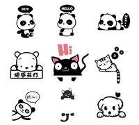 9PCS Cute Animals Removable Creative Light Switch Decals Bedroom Wall Laptop Stickers Panda