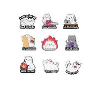 9Pcs Cute Cat Enamel Brooch Pin Lovely Kitty Cat Brooch Lapel Pin THIS IS FINE Cats Lapel Pins Kitty Kitten Badge for Pet Lover Inspirational Jewelry, Alloy Steel, no gemstone