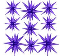 9Pcs Dark Purple Star Balloons, Large Explosion Star Foil Balloons, Metallic Purple Mylar Spike Balloon for Birthday Wedding Anniversary New Year Christmas Graduation Party,3 Pcs 27Inch & 6 Pcs 22Inch