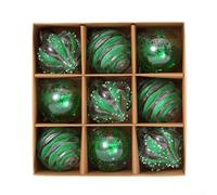 9PCS Decorative Plastic Balls 8CM Diameter with Glitter Transparent for Hanging on Trees, Window Displays, and Various Celebration Decorations (green)