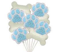 9Pcs Dog Party Balloons Include 5Pcs Blue Paw Shaped Mylar 4Pcs Bone Shaped for Doggy Party Baby Shower Kids Birthday Pets Supplies Dog Puppy Birthday Party Decorations (Blue Paw)