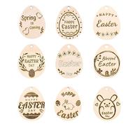 9pcs Easter Tree Decorations,Wooden Easter Tree Hanging Eggs Ornaments Chair Pendants with Rabbit for Home Decor Kids Arts Crafts Party Supplies Gifts