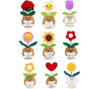 9PCS Employee Appreciation Gifts for Coworkers Emotional Support Crochet Flower Sunflower Thank You Gifts for Women Men Nurse Staff Volunteer Handmade Crochet Plant Inspirational Office Desk Decor Set