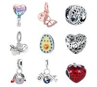 9PCS European Charms Beads Pendant For Bracelet, Charms DIY Bracelets Necklace Jewellery Gift for Birthday Valentine's Day Party Christmas Mother's Day Heart Love Balloon Family Tree of life
