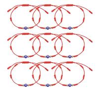 9Pcs Evil 7 Knot Lucky Bracelets Adjustable Red String Amulet Handmade Lucky Protection Couple Bracelets String Minimalist Jewelry Rope Cord Thread Friendship Bracelet for Women Men with Gold Bead