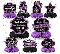 9Pcs Farewell Party Decorations Black Purple Rude That You're Leaving But Ok Honeycomb Centerpiece We Will Miss You Table Topper Decor for Coworker Leaving Goodbye Going Away Retirement Party Supplies