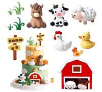 9Pcs Farm Animal Cake Decorations, 3D Farm Cake Decorations, Cute Sheep Cake Topper, Cow Farm Animal Cake Toppers, Farm Animal Birthday Decoration for Farm Birthday Baby Shower Party Supplier Decor