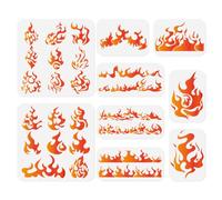 9Pcs Flame Craft Stencil for Painting on Wood Burning Plastic Reusable Flame Art Stencils Templates for Painting on Wall Floor Wood Fabric Furniture Glass