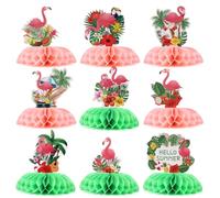 9pcs Flamingo Centerpieces for Tables, Summer Party Decoration Pink Flamingo Honeycomb Centerpiece Hawaii Luau Honeycomb Centerpieces Aloha Tropical Table Decorations for Party Supplies