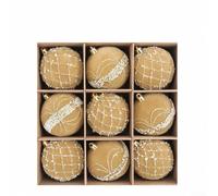 9pcs Flocked Star Baubles 8cm Velvet Christmas Tree Decor(Earthy Yellow) | Soft velvet texture, elegant star pattern, luxurious festive look, 9-piece set, easy to hang