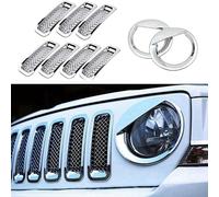 9Pcs Front Grille Mesh Trim+Head Light Cover Trim Bezels for 2011-2017