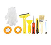 9Pcs Functional Scraper Blade Caulking Gun Seam Glue Filling Tool Set, Tile Filling Hand Tool with Utility, Scraper, Steel Ball, Brush, Masking Tape for DIY Home Improvement