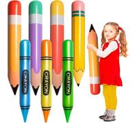 9Pcs Giant Inflatable Pencils Balloons, Large Paint Pencils Decoration Balloons Inflatable Prop for Classroom School Party Birthday Graduation Decoration