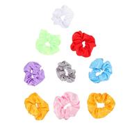 9pcs Glowing Hair Rings Decorative Ties with LED Light for Parties | Rubber Band and Polyester Build, Bright Colour Decor Design, Home Use, One Lr44 Battery Per Ring Random Color