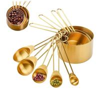9Pcs Gold Measuring Cups and Spoons Set, Stackable Stainless Steel Measuring Cup and Spoon Set, Kitchen Tools for Cooking & Baking