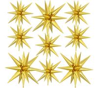 9Pcs Gold Star Balloons, Large Explosion Star Foil Balloons, Metallic Gold Mylar Spike Balloon for Birthday Wedding Anniversary New Year Christmas Graduation Party, 3 Pcs 27Inch & 6 Pcs 22Inch