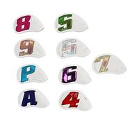 9PCS Golf Club Head Covers, PU Leather Numbered Golf Iron Headcovers Set, Soft Plush Lining with Hook and Loop Fasteners for Outdoor Golfing Protection (White)