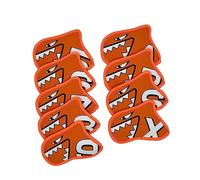 9Pcs Golf Iron Covers Set Outdoor Sports Wear Resistant Golf Club Headcovers Orange, 14x10cm