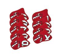 9Pcs Golf Iron Covers Set Outdoor Sports Wear Resistant Golf Club Headcovers Red, 14x10cm