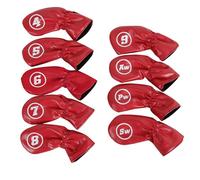 9Pcs Golfs Head Cover, Thick Synthetic PU Leathers Golfs Iron Head Cover with Big Number for Long Neck Club Club Headcover