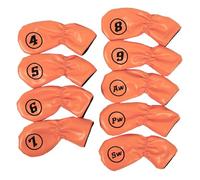 9Pcs Golfs Head Cover Thick Synthetic PU Leathers Iron Cover With Big Number For Long Neck Club Headcovers Sleeve