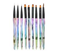 9pcs Gradient Handle Nail Art Brush, Professional Nail Painting Pen Set, DIY Flower Pattern Drawing Tool with Soft Fiber, Ergonomic Design for Gel Application, Perfect