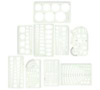 9pcs Green Plastic Geometry Stencil Template for Drawing and Sketching