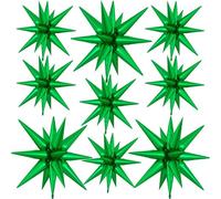 9Pcs Green Star Balloons, Large Explosion Star Foil Balloons, Metallic Green Mylar Spike Balloon for Birthday Wedding Anniversary New Year Christmas Graduation Party, 3 Pcs 27Inch & 6 Pcs 22Inch
