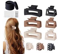 9pcs Hair Claw Clips Set, Large, Medium, Small Clips for Women with 10 Hair Tiesand 20 U-Pins, Secure Hold for Ponytails, Buns and Half Up Styles