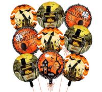 9Pcs Halloween Balloons Set, 18 Inch Bat Spider Pumpkin foil Balloon for Indoor Outdoor Halloween Party Decorations